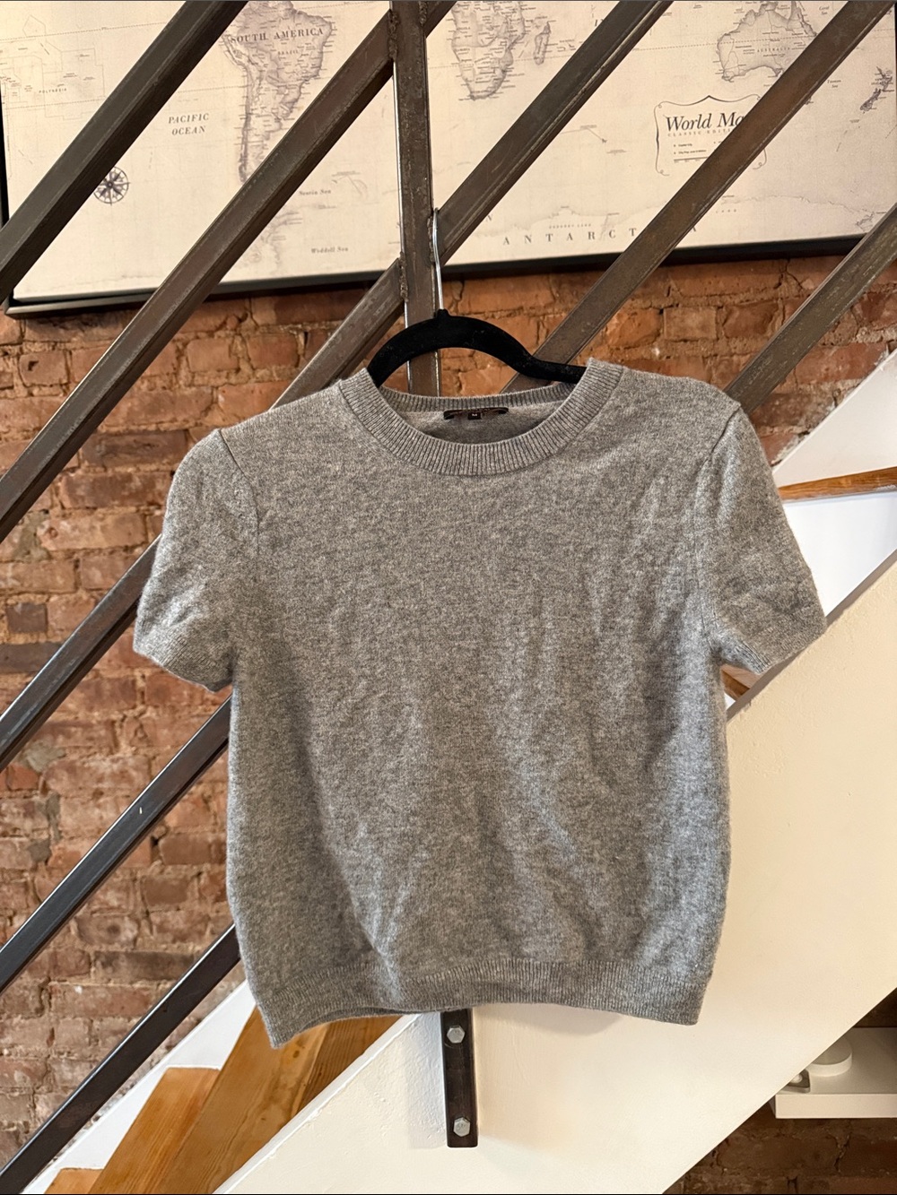 Quince Heather Gray Short Sleeve Knit Sweater